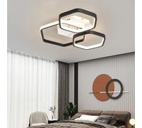 Lampada Da Soffitto Moderna A Led Dimmerabile Con Telecomando 52w/80w Oro Nero Esagonale Lampada Da Incasso Per Camera Da Letto Sala Da Pranzo Studio (Nero, 3 teste)