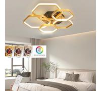 Lampada Da Soffitto Moderna A Led Dimmerabile Con Telecomando 52w/80w Oro Nero Esagonale Lampada Da Incasso Per Camera Da Letto Sala Da Pranzo Studio (Oro, 5 teste)
