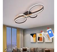 Lampada da soffitto moderna a LED dimmerabile con telecomando, design a spirale, 100 cm, colore nero, per soggiorno, camera da letto, camera dei bambini, studio, illuminazione slish e funzionale