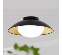 Lampada da soffitto Moderna di metà secolo, Nera, Semi-incassata, a Forma di Cupola in Metallo, scandinava, per corridoio, con Paralume in Vetro Smerigliato, per Camera da Letto e