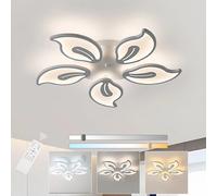 Lampada da soffitto moderna dimmerabile, plafoniera a LED a 5 teste con telecomando, faretti da soffitto interni a LED in acrilico con fiori bianchi
