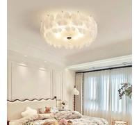 Lampada da soffitto Moderna e Lussuosa in Vetro per Camera da Letto, Modello Petal Master Premium con Protezione per Gli Occhi, Stile Francese Color Crema (Diametro 50 cm, Luce Neutra)