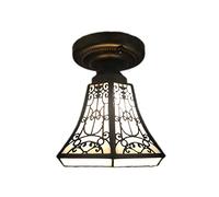 Lampada da soffitto Moderna Geometrica in Stile Tiffany, Montaggio a Semi-Incasso, 110 V-120 V, Larghezza 7,09", 1 Paralume in Vetro Artistico, Lampada a Sospensione Vintage per co