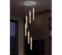 Lampada da soffitto Moderna in Cristallo Cromato con 6 lampadine, Design a Colonna a Bolla, Illuminazione a Sospensione a LED Regolabile per Soggiorno e Sala da Pranzo, 177,8 cm, dimmerabile