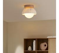 Lampada da soffitto Moderna in Legno Color Tronco, con Montaggio in Vetro, 5 luci, Lampada in Legno Massiccio da Fattoria, Mini lampadario per Soggiorno, Camera da Letto, Dinging