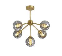 Lampada da soffitto Moderna in Metallo Irregolare a 6 luci in Ottone e Vetro per Isola Cucina, Sala da Pranzo, Stile Rustico, Copertura in Rame e Ambra, 3 luci (Vetro 5 luci)
