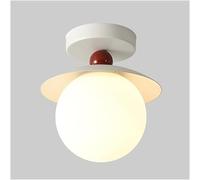 Lampada da Soffitto Moderna Nordica Semi-Incassata E27,Da a Globo in Vetro con Paralume a Sfera Bianca per Corridoio, Cucina, Camera da Letto - Illuminazida Soffitto Rossa Contemporanea/Rosso