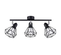 Lampada Da Soffitto Nera 3 Fiamme Metallo 52 Cm Lunga E27 Retro Spot Strahler