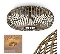 Lampada da soffitto Oravi, lampada da soffitto rotonda in metallo in nero/oro, 1 luce, attacco E27, luce retrò con grande effetto luminoso grazie al look a reticolo, senza lampadina/e