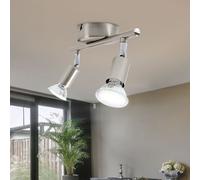 Lampada Da Soffitto Orientabile Faretto Da Soffitto Argento Due Spot Mobili