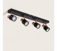 LEDKIA LIGHTING Lampada da Soffitto Orientabile Metallo 4 Faretti Ciro Black Rose Large Nero GU10