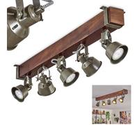 Lampada da soffitto Pehefito, moderna lampada da soffitto in metallo/legno, colore nero/marrone scuro/verde/grigio, plafoniera dal design industriale con schermi regolabili, 6 luci, 5 lampadine GU10