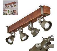 Lampada da soffitto Pehefito, moderna plafoniera in metallo/legno in nero/marrone/verde/grigio, plafoniera dal design industriale con schermi regolabili, 4 luci, 4 lampadine GU10 senza lampadina