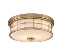 Lampada Da Soffitto Per Bagno IP44 Acciaio Ottone Vetro Opale 2x E27