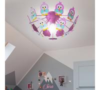 Lampada per Bambini Plafoniera 15x Gufi Legno Rosa E27 [EEK: Non valutato]
