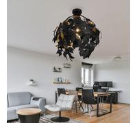Lampada Da Soffitto Per Camera Da Letto Decorazione A Foglia Nero Oro E27 D 38Cm [EEK: Non valutato]