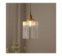 Lampada da soffitto per Camera da Letto, Lampada a Sospensione Quadrata in Vetro martellato retrò, Piccola Lampada da soffitto per Isola Cucina Sala da Pranzo, Presa (L)