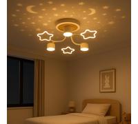 Lampada da Soffitto per Cameretta 60CM, Plafoniera LED Bambini con Telecomando, Design Cielo Stellato & Proiezione Luna, 3000K-6500K Dimmerabile, Timer, Lampada Soffitto per Cameretta Bambini