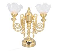 Lampada da Soffitto per Casa delle Bambole a Forma di Fiore a Doppia Testa retrò in Miniatura in Scala 1:12 con Dettagli Vivaci, per Un'illuminazione di Lunga Durata (GOLD)