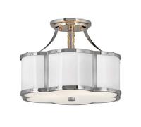 Lampadario Contemporaneo Chance Acciaio Nichel Lucido Vetro Bianco 2 Luci E27