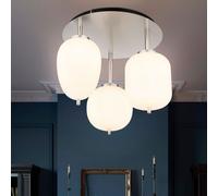 Lampada Da Soffitto Per Soggiorno 3-Fiamma Vetro Opale Nichel Opaco E14 [EEK: Non valutato]