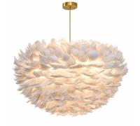 Lampada da soffitto pieghevole con paralume in piuma d'oca grigio chiaro, realizzata a mano. Elegante lampadario a sospensione per soggiorno, camera da letto e hotel.