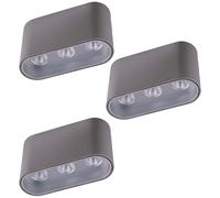 Lampada da soffitto plafoniera a LED lampada da corridoio lampada da soffitto grigio chiaro argento da soggiorno, 7W 421lm bianco caldo, L 10,5x 6,4 cm, set da 3