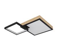 Lampada da soffitto plafoniera design luce lampada in legno luce da soggiorno, effetto arcobaleno telecomando dimmerabile CCT mobile, LED 21W 1000Lm bianco caldobianco freddo, LxPxH 60x41x10cm