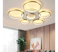Lampada da Soffitto Plafoniera Dimmerabile A LED con Telecomando Ampio Soggiorno Illuminazione A Soffitto Luce Moderna Colore Luminosità Camera da Letto Regolabile Sala da Pranz, Gold, 7Heads