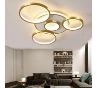 Lampada da Soffitto Plafoniera Dimmerabile A LED con Telecomando Ampio Soggiorno Illuminazione A Soffitto Luce Moderna Colore Luminosità Camera da Letto Regolabile Sala da Pranz, Gold, 5Heads