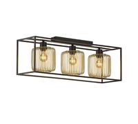 Lampada da soffitto Plafoniera Lampada da sala da pranzo a 3 luci in metallo nero-oro L 83 cm