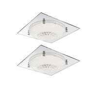 Lampada da soffitto plafoniera lampada da soggiorno lampada da camera da letto lampada da corridoio, cristalli di vetro trasparente cromato a specchio, LED 12W 960Lm bianco neutro, LxPxA 31,5x31,5x8,5