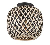 Lampada da soffitto Plafoniera Lampada da soggiorno Stile Boho Lampada da tavolo in bambù, rete metallica, 1x presa E27, DxH 20x19,5 cm