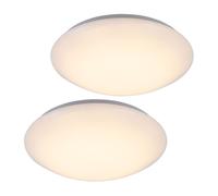 Lampada da soffitto plafoniera LED da soggiorno lampada rotonda bianca, metallo acrilico, 16W 880lm bianco caldo, PxH 34,5x9 cm, set di 2
