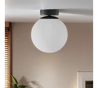 Lampada da soffitto PROSKO metallo vetro bianco-nero compatto anabbagliante Ø16 cm E27 plafoniera camera da letto soggiorno palla interna