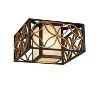 Lampada Da Soffitto Quadrata In Ferro Tessuto Bronzo Beige Oro Vintage Soggiorno