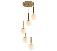 Lampada da soffitto Regolabile in Altezza con lampadine a LED a Forma di Mais e Design a Globo in Cristallo, Elegante Lampada a Sospensione per Soggiorno, corridoio, Scale (5 luci Calde)
