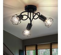 Lampada Da Soffitto Retro A LED Con Gabbia Spot Per Soggiorno Rondò Nera [EEK: F]
