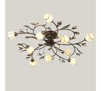 Lampada da soffitto retrò americana, lampadario pastorale a LED a forma di fiore creativo, lampada da soggiorno europea semplice a 10 teste, per illuminazione francese da camera da letto/10 teste