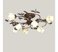 Lampada da soffitto retrò americana, lampadario pastorale a LED a forma di fiore creativo, lampada da soggiorno europea semplice a 10 teste, per illuminazione francese da camera da letto/8 teste