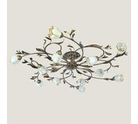 Lampada da soffitto retrò americana, lampadario pastorale a LED a forma di fiore creativo, lampada da soggiorno europea semplice a 10 teste, per illuminazione francese da camera da letto/12 teste