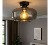 Lampada Da Soffitto Retro In Vetro Fumè Nero E27 D 28Cm [EEK: Non valutato]