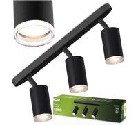 Lampada da soffitto riflettore LED spot 3x GU10 IP44 ADERO nera Lumiled