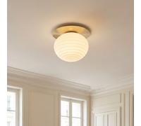 Lampada Da Soffitto Rotonda D: 35 Cm Metallica In Oro Bianco Moderna