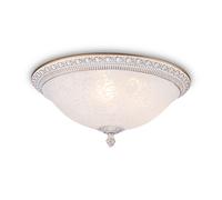 Lampada Da Soffitto Rustica D: 35 Cm Rotonda Metallo Vetro 3X E27 Cucina