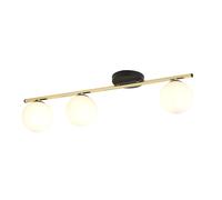 Lampada Da Soffitto Salotto 80 Cm Nero Bianco Oro E14 Vetro Metallo