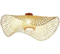 Lampada da soffitto semplice fatta a mano in bambù E27, montaggio semi-incassato vicino a lampade da soffitto, lampadario da soffitto in stile sud-est asiatico, per soggiorno, luci pendenti per camera