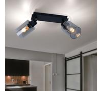 Lampada Da Soffitto Spot 2X LED Vetro Fumè Nero Regolabile [EEK: E]