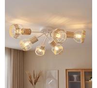Lampada Da Soffitto Spot 6 Fiamme E27 Bianco Legno Cesto [EEK: Non valutato]