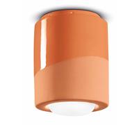 Lampada Da Soffitto Spot Ceramica Ø 8,5 Cm H: 12 Cm Applique E27 Arancione Retro